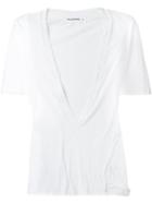 Filles A Papa Distressed Deep V-neck Top, Women's, Size: 0, White, Cotton