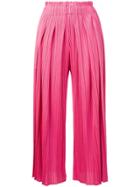 Pleats Please By Issey Miyake Micro Pleated Cropped Trousers - Pink