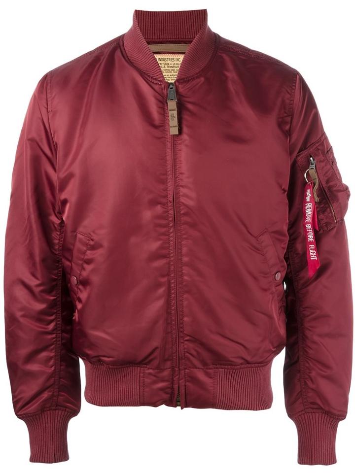 Alpha Industries Sleeve Detail Bomber Jacket, Men's, Size: Medium, Red, Nylon