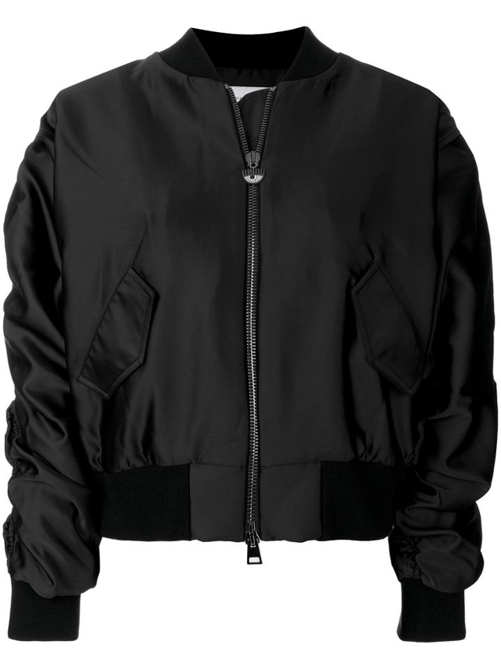 Chiara Ferragni Logomania Gem Embellished Bomber Jacket - Black