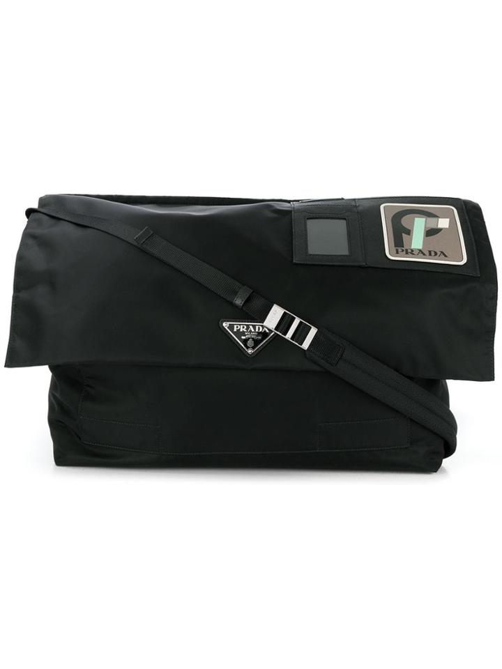 Prada Logo Oversized Shoulder Bag - Black