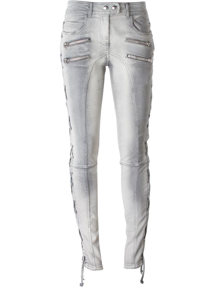 Faith Connexion Lace-up Side Distressed Jeans, Women's, Size: 25, Grey, Cotton/spandex/elastane