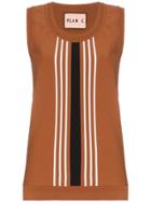 Plan C Striped Knitted Vest - Brown