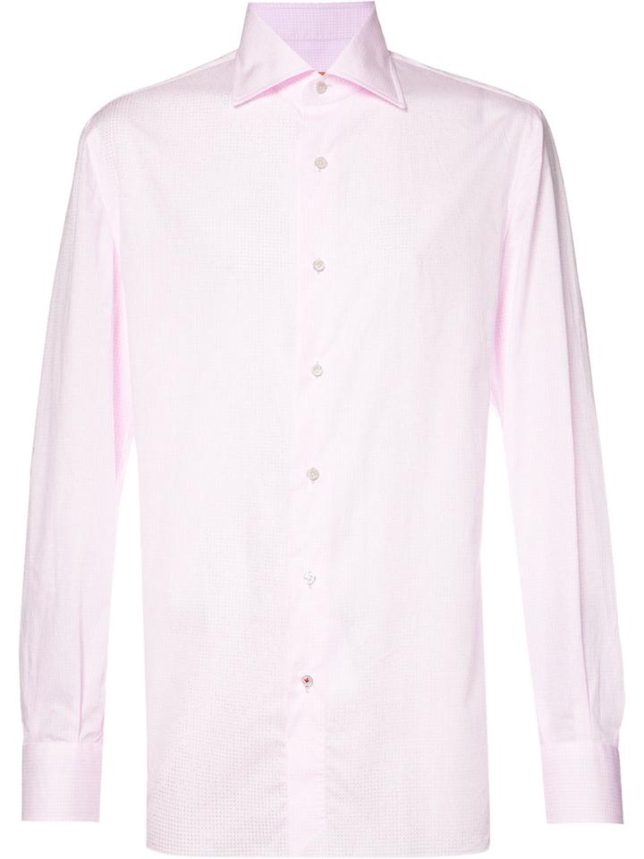 Isaia - Pointed Collar Dress Shirt - Men - Cotton - 16, Pink/purple, Cotton