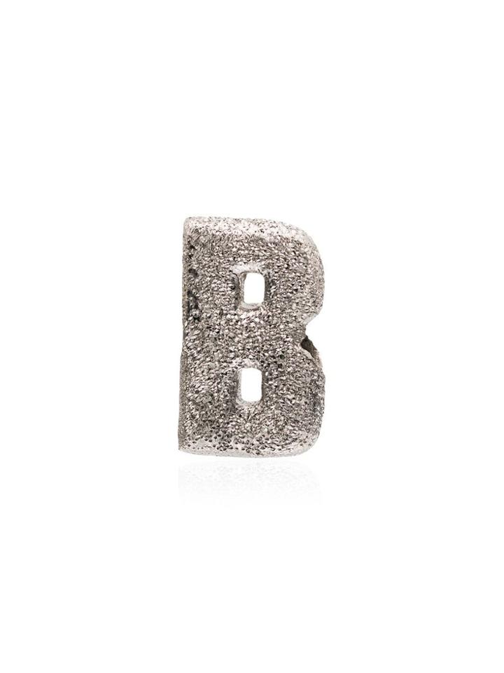 Carolina Bucci 18k White Gold B Florentine Finish Charm - Metallic
