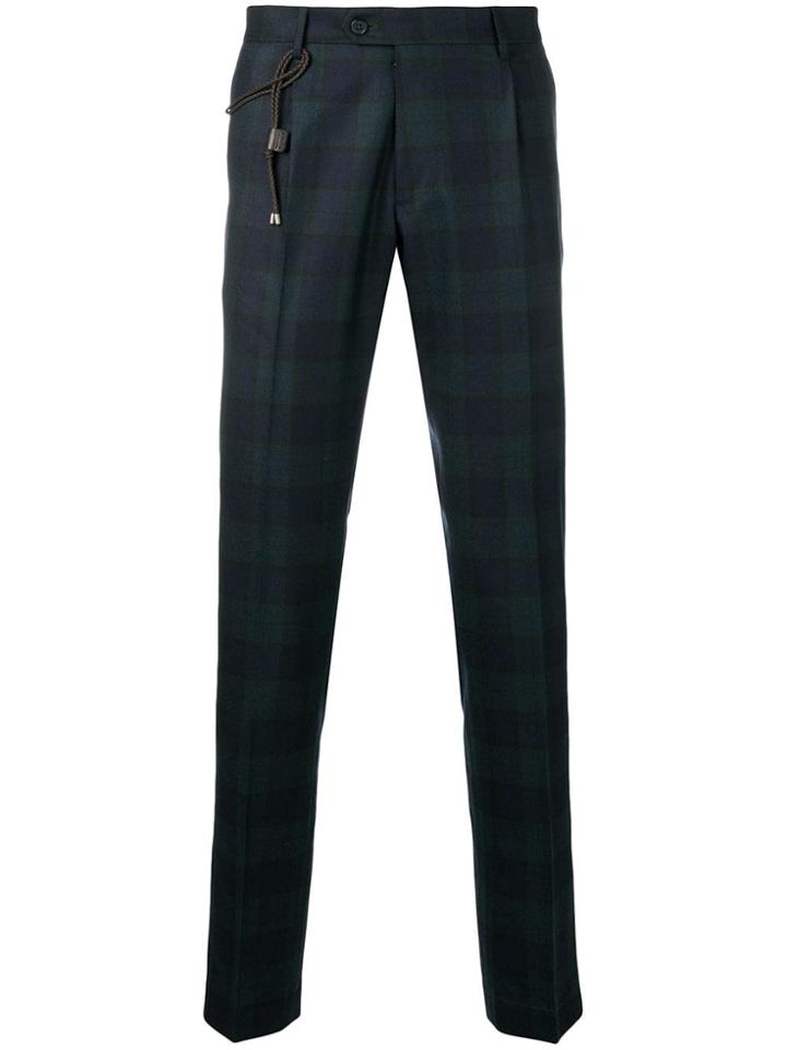 Berwich Checked Chinos - Blue
