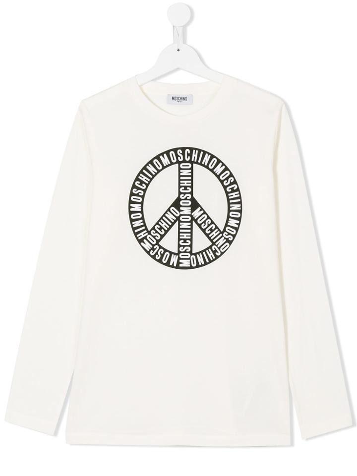 Moschino Kids Peace Logo T-shirt - White