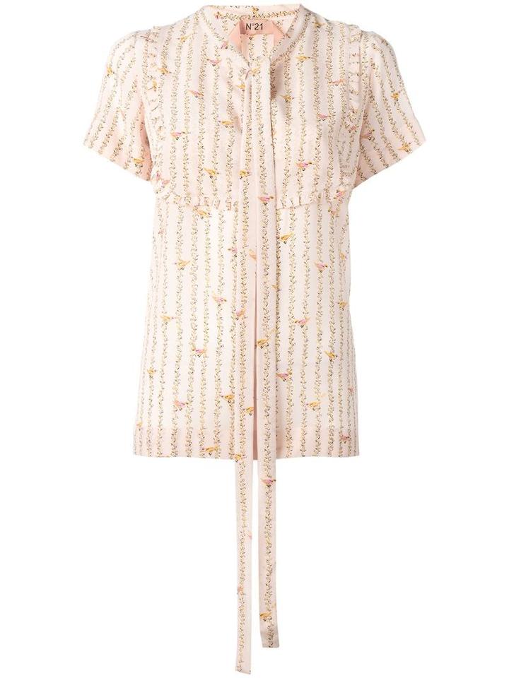 No21 Bird Print Shortsleeved Shirt, Women's, Size: 42, Silk