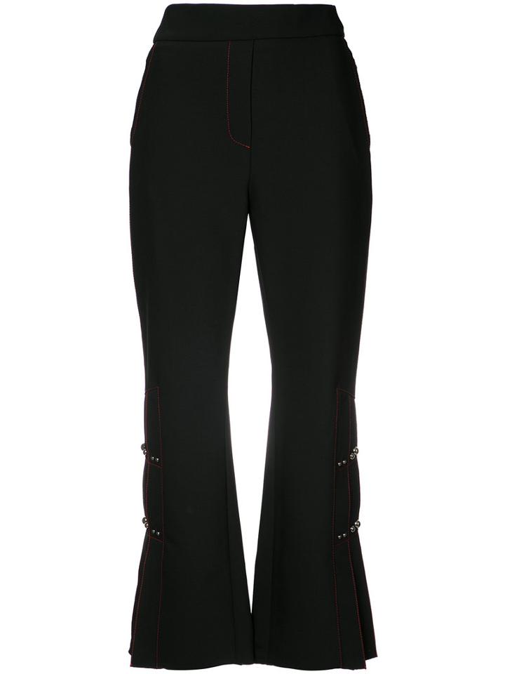 Ellery Pleated Detail Cropped Trousers, Size: 6, Black, Cotton/polyester/wool/spandex/elastane