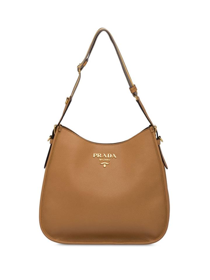 Prada Front Logo Hobo Bag - Neutrals