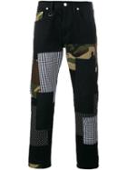Sophnet. Patch Repair Camouflage Jeans, Men's, Size: Medium, Black, Cotton/polyurethane