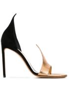 Francesco Russo Pointed Detail Open Toe Pumps - Metallic
