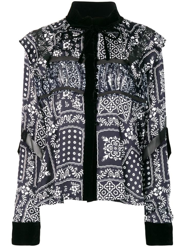 Sacai Printed Ruffle Shirt - Blue