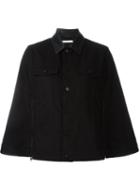 Givenchy Denim Cape Jacket, Women's, Size: 38, Black, Cotton/spandex/elastane/lamb Skin/spandex/elastane