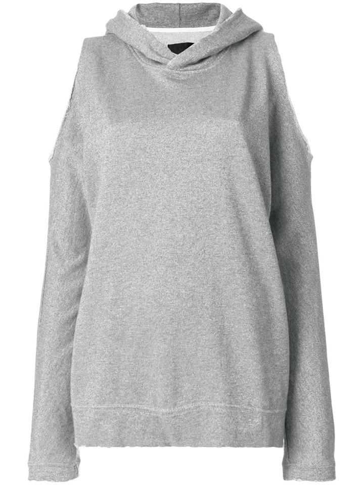 Rta Cold Shoulder Hoodie - Metallic
