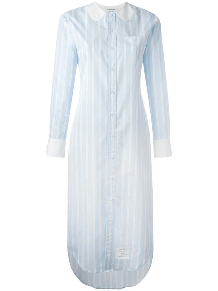 Thom Browne Striped Shirt Dress, Women's, Size: 38, Blue, Cotton