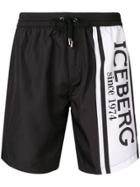 Iceberg Branded Swim Shorts - Black