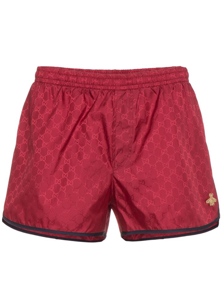 Gucci Red Gg Monogram Swimshorts