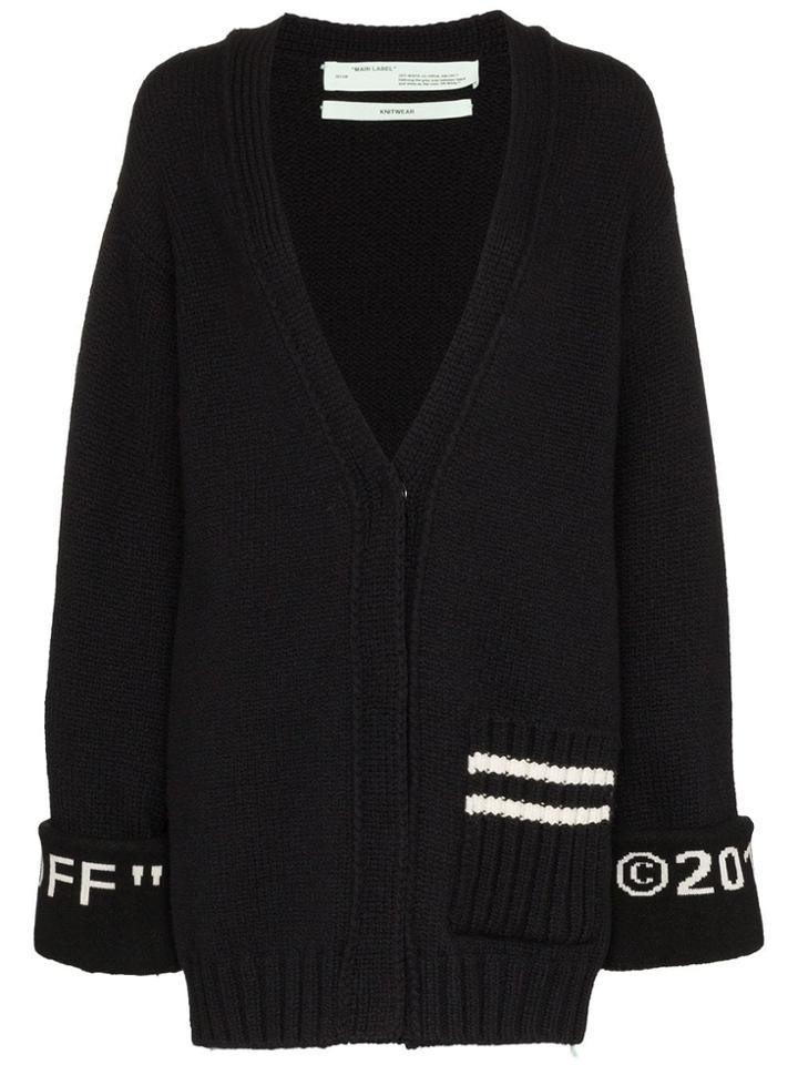 Off-white Logo Cuff Knit Cardigan - Black