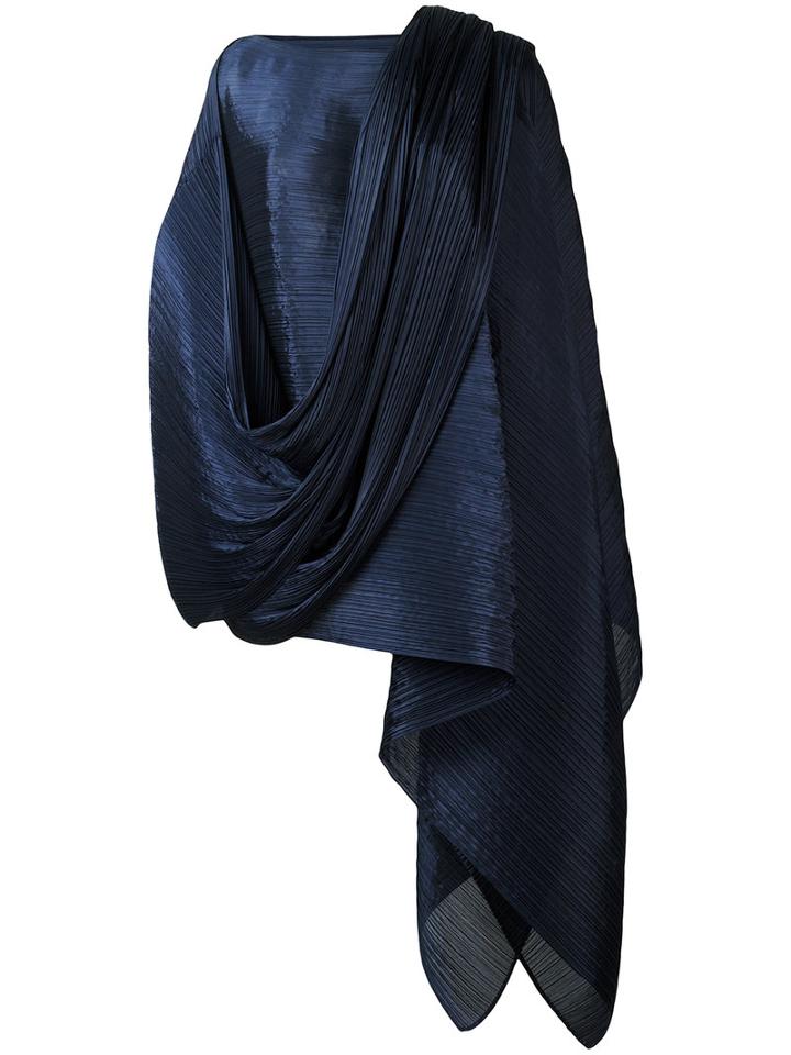 Pleats Please By Issey Miyake Long Pleated Tunic, Women's, Blue, Polyester