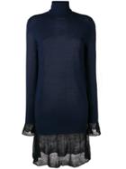 Sacai Roll Neck Sweater Dress - Blue