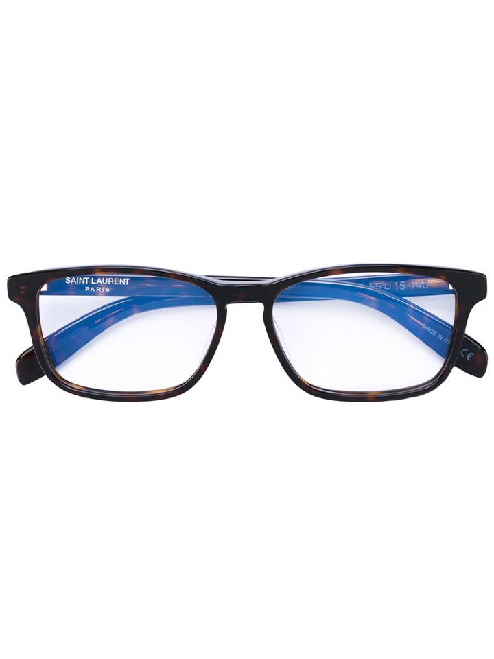 Saint Laurent - Rectangular Glasses - Unisex - Acetate - One Size, Brown, Acetate