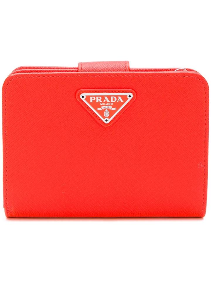 Prada Logo Basic Wallet - Red