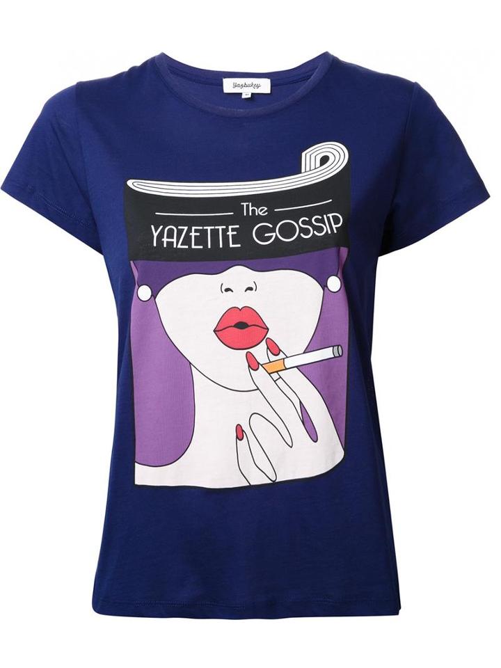 Yazbukey 'yazette Gossip' Print T-shirt, Women's, Size: Medium, Blue, Cotton