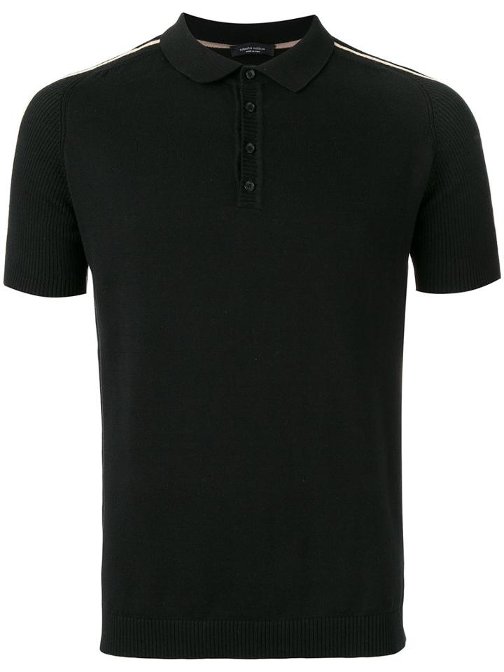 Roberto Collina Fitted Polo Shirt, Men's, Size: 48, Black, Cotton