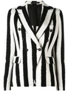 Tagliatore - Striped Blazer - Women - Cotton/cupro - 42, Black, Cotton/cupro