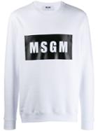 Msgm Contrast Logo Sweatshirt - White