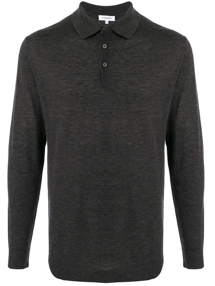 Venroy Knitted Polo Shirt - Grey