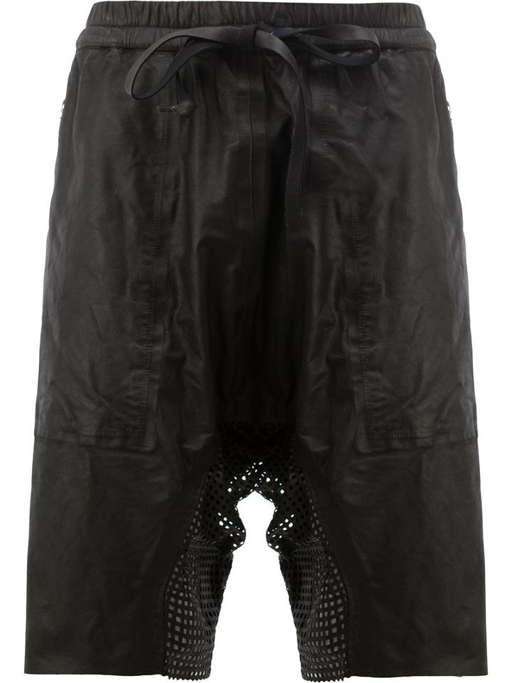 Isaac Sellam Experience Drawstring Shorts, Men's, Size: Large, Black, Calf Leather