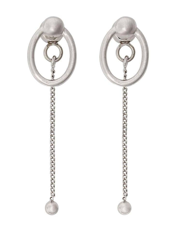 Burberry Oval And Charm Palladium-plated Drop Earrings - Metallic