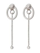 Burberry Oval And Charm Palladium-plated Drop Earrings - Metallic