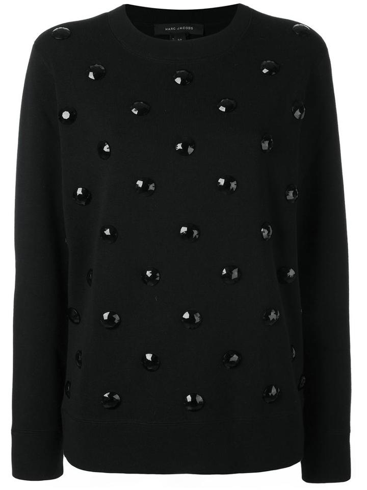 Marc Jacobs Embellished Crew Neck Sweatshirt, Women's, Size: Medium, Black, Cotton/nylon/viscose/wool