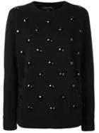 Marc Jacobs Embellished Crew Neck Sweatshirt, Women's, Size: Medium, Black, Cotton/nylon/viscose/wool