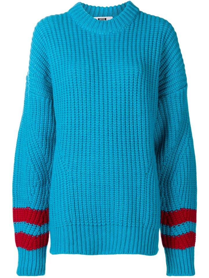Msgm Striped Sleeve Jumper - Blue