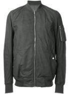 Rick Owens Leather Bomber Jacket, Men's, Size: 56, Grey, Leather/cupro/viscose/wool