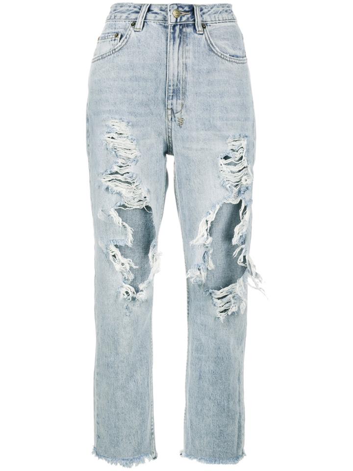 Ksubi Chlo High Waisted Distressed Cropped Jeans - Blue
