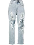 Ksubi Chlo High Waisted Distressed Cropped Jeans - Blue
