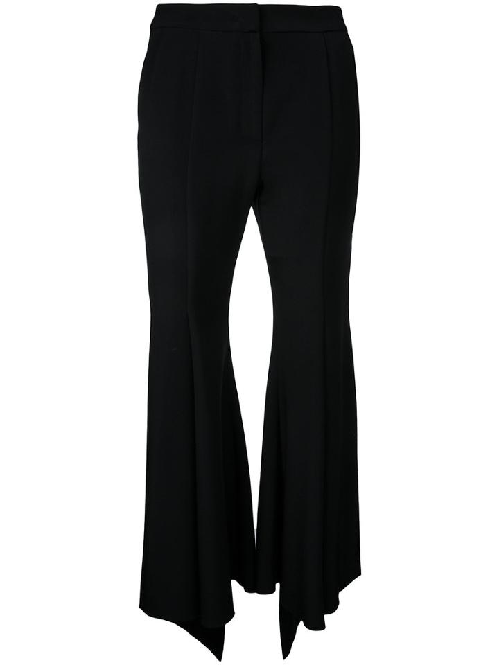 Goen.j - Crop Flared Trousers - Women - Silk/spandex/elastane - S, Black, Silk/spandex/elastane