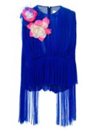 Delpozo Cape Back Draped Blouse, Women's, Size: 42, Blue, Silk