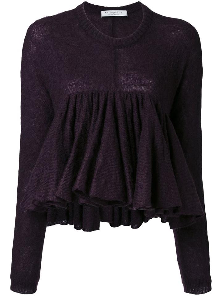 Philosophy Di Lorenzo Serafini Peplum Jumper, Women's, Size: 38, Pink/purple, Polyacrylic