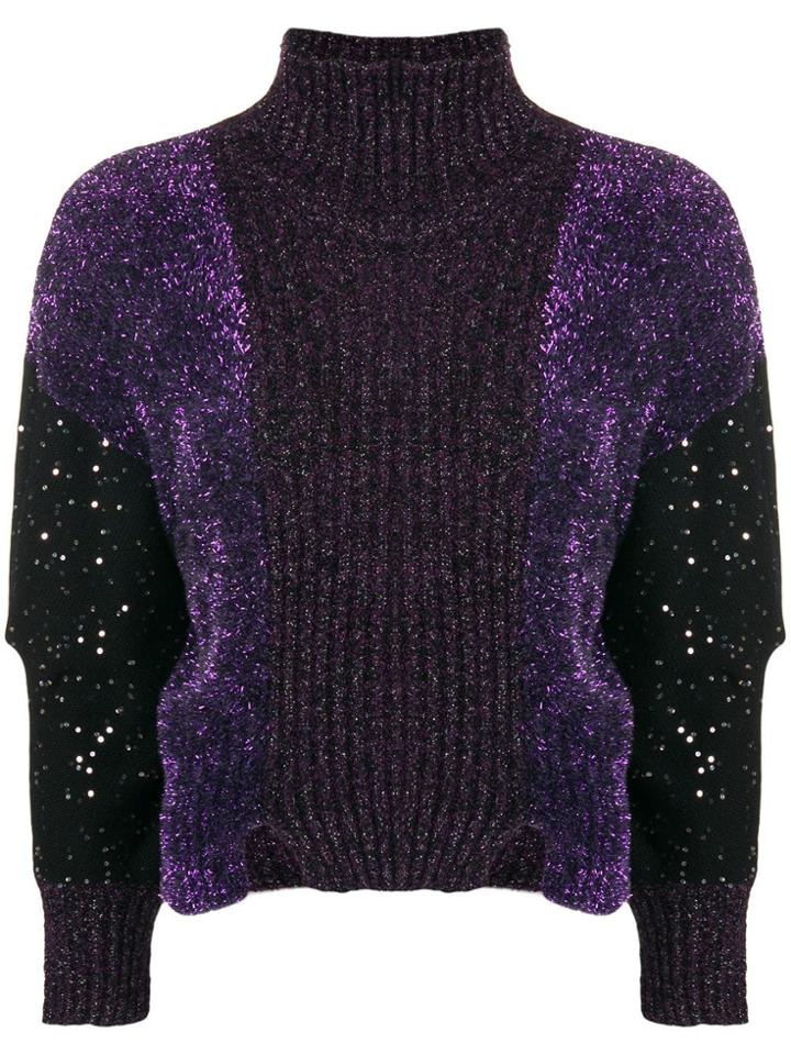 Just Cavalli Lurex Turtleneck Sweater - Pink & Purple