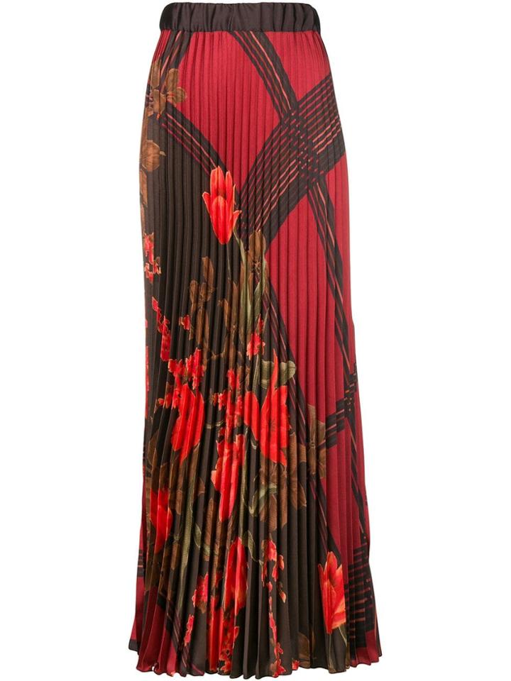 P.a.r.o.s.h. Floral Pleated Skirt - Red