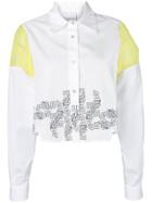 Gaelle Bonheur Cropped Logo Print Shirt - White