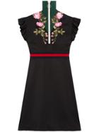 Gucci Embroidered Jersey Dress - Black