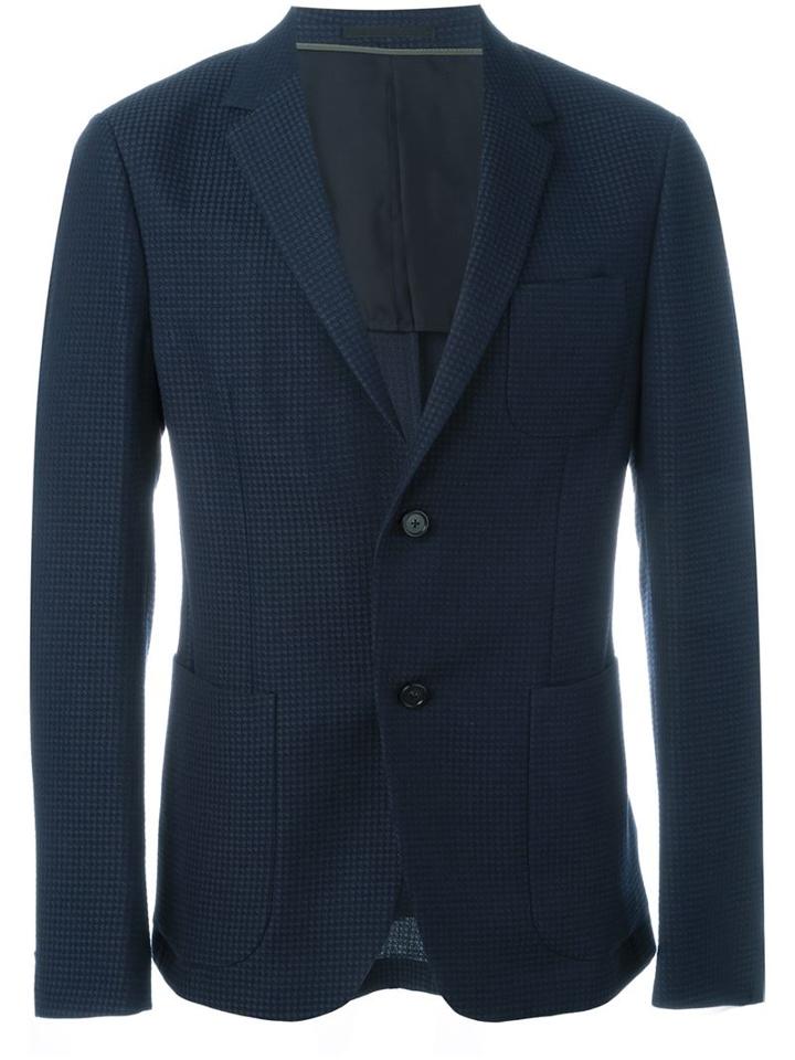 Z Zegna Two Button Blazer, Men's, Size: 46, Blue, Ramie/cotton/cupro