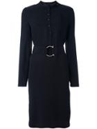 Salvatore Ferragamo Belted Shirt Dress, Women's, Size: 44, Black, Acetate/viscose